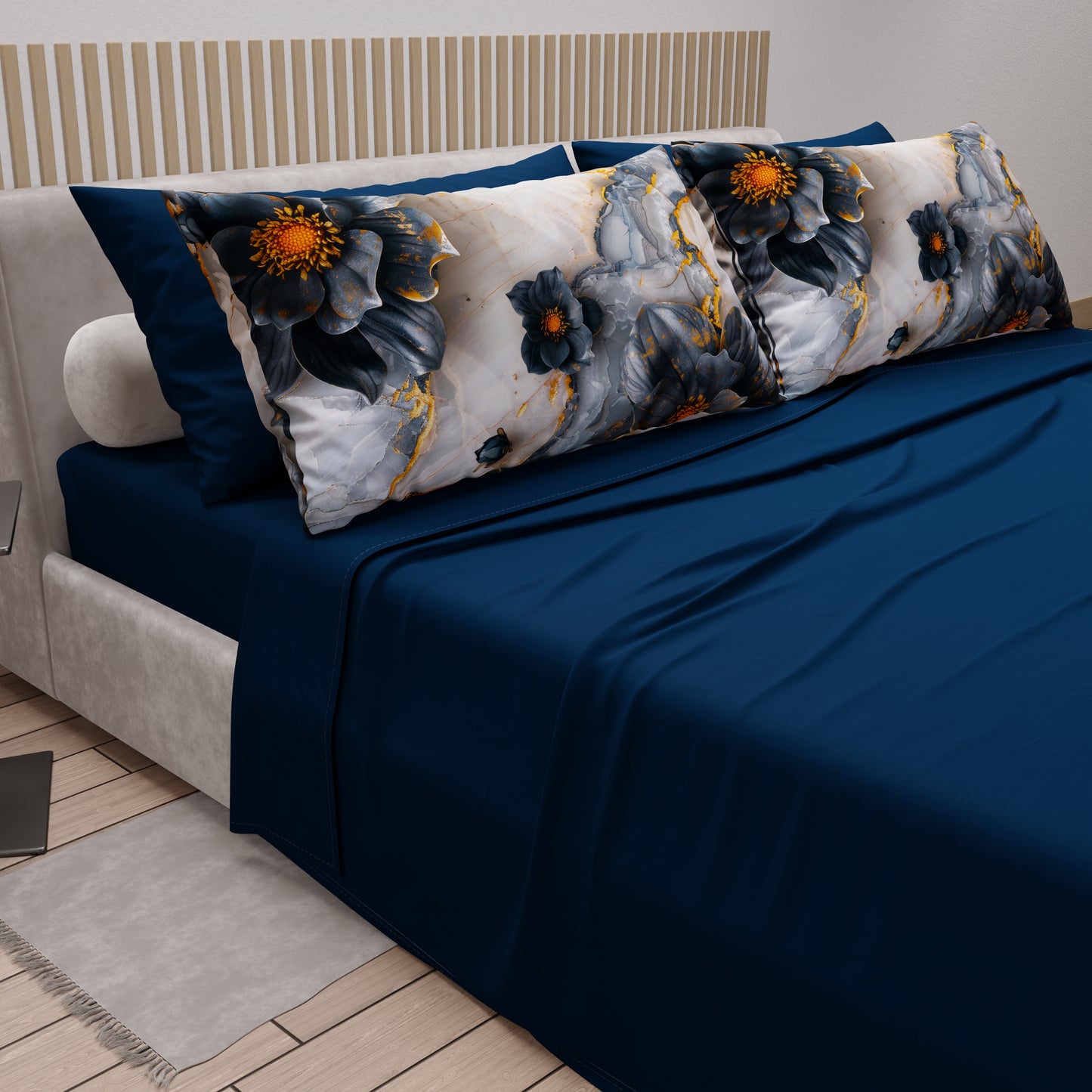 Lenzuola in Cotone, Completo Letto con Federe in Stampa Digitale Floreale 06-18