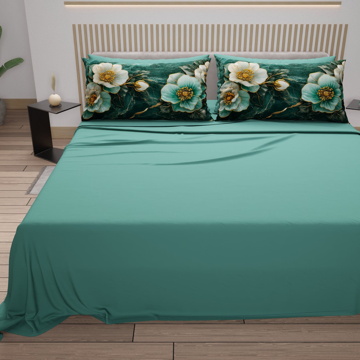 Lenzuola in Cotone, Completo Letto con Federe in Stampa Digitale Floreale 06-19