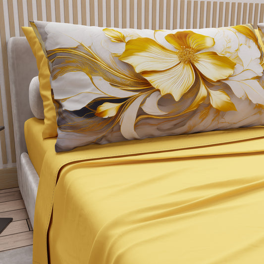 Draps en Coton, Parure de Lit avec Taies d'Oreiller en Impression Digitale Florale 06-20