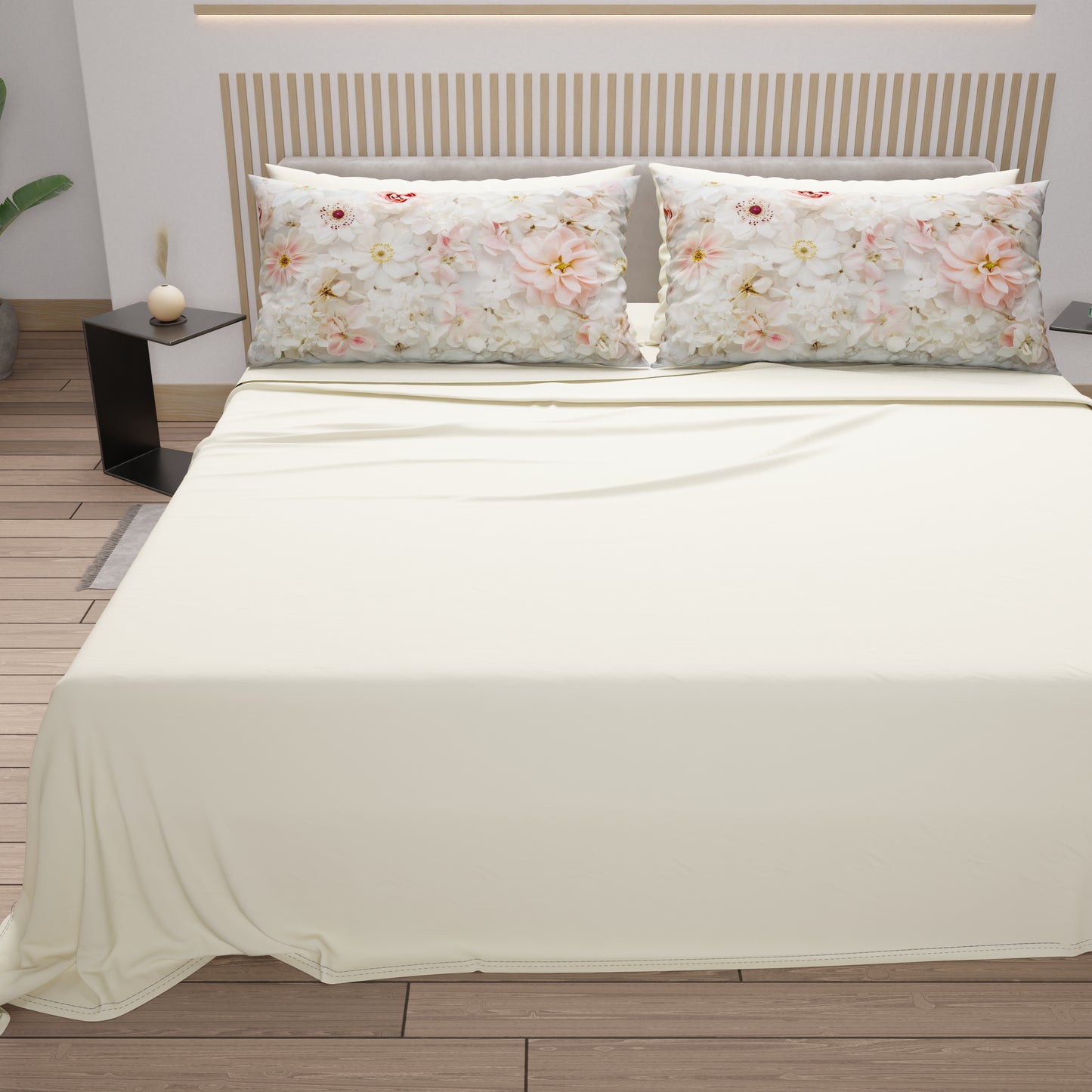 Lenzuola in Cotone, Completo Letto con Federe in Stampa Digitale Floreale 06-21