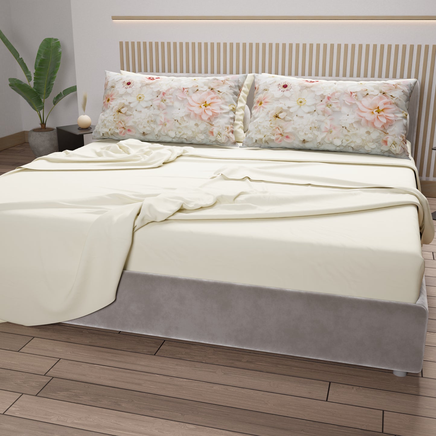 Lenzuola in Cotone, Completo Letto con Federe in Stampa Digitale Floreale 06-21