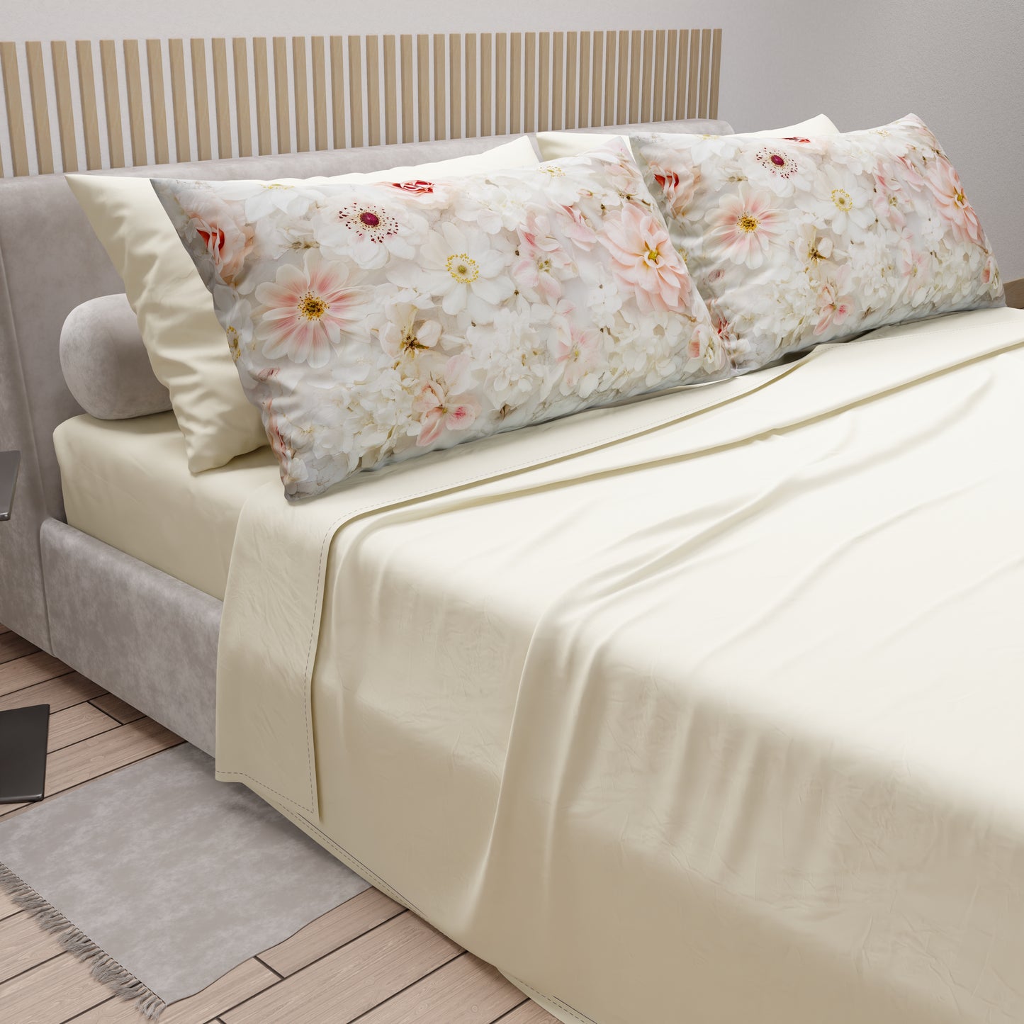 Lenzuola in Cotone, Completo Letto con Federe in Stampa Digitale Floreale 06-21