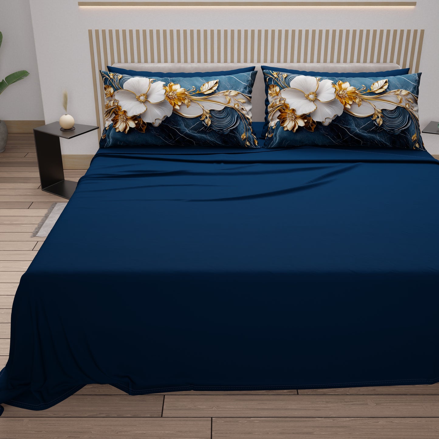 Lenzuola in Cotone, Completo Letto con Federe in Stampa Digitale Floreale 06-5
