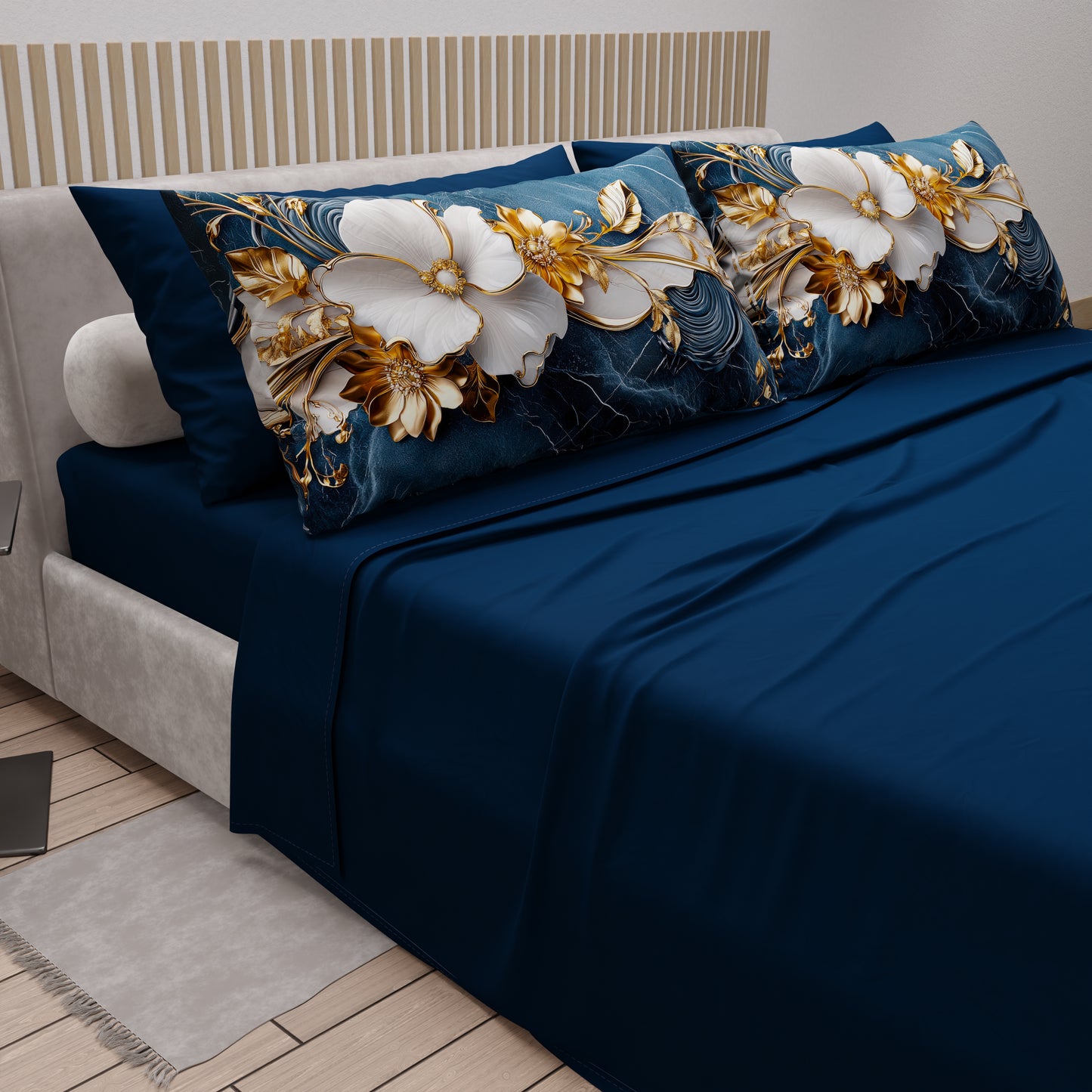 Lenzuola in Cotone, Completo Letto con Federe in Stampa Digitale Floreale 06-5
