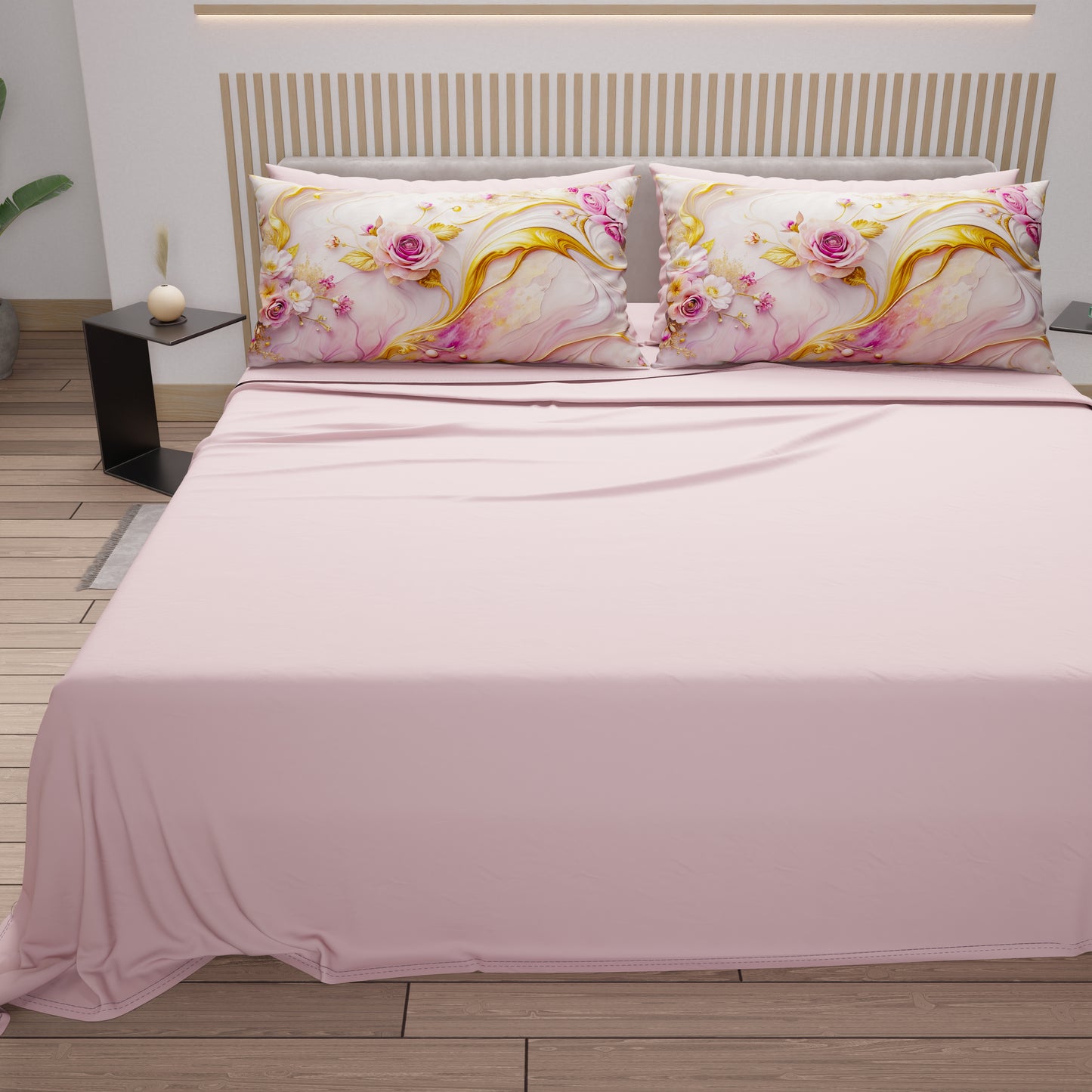 Lenzuola in Cotone, Completo Letto con Federe in Stampa Digitale Floreale 06-6