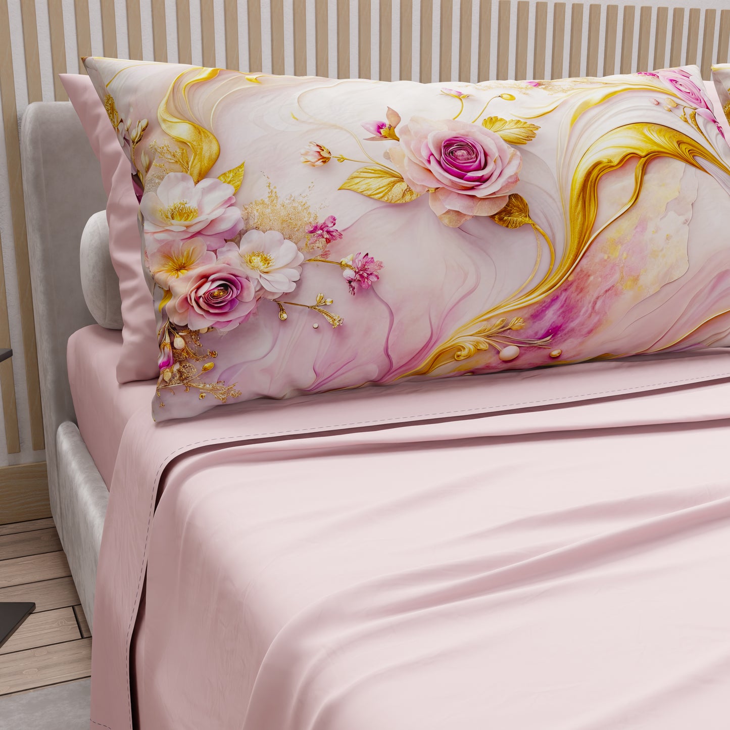 Lenzuola in Cotone, Completo Letto con Federe in Stampa Digitale Floreale 06-6