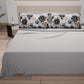 Draps en Coton, Parure de Lit avec Taies d'Oreiller en Impression Numérique Florale 06-7