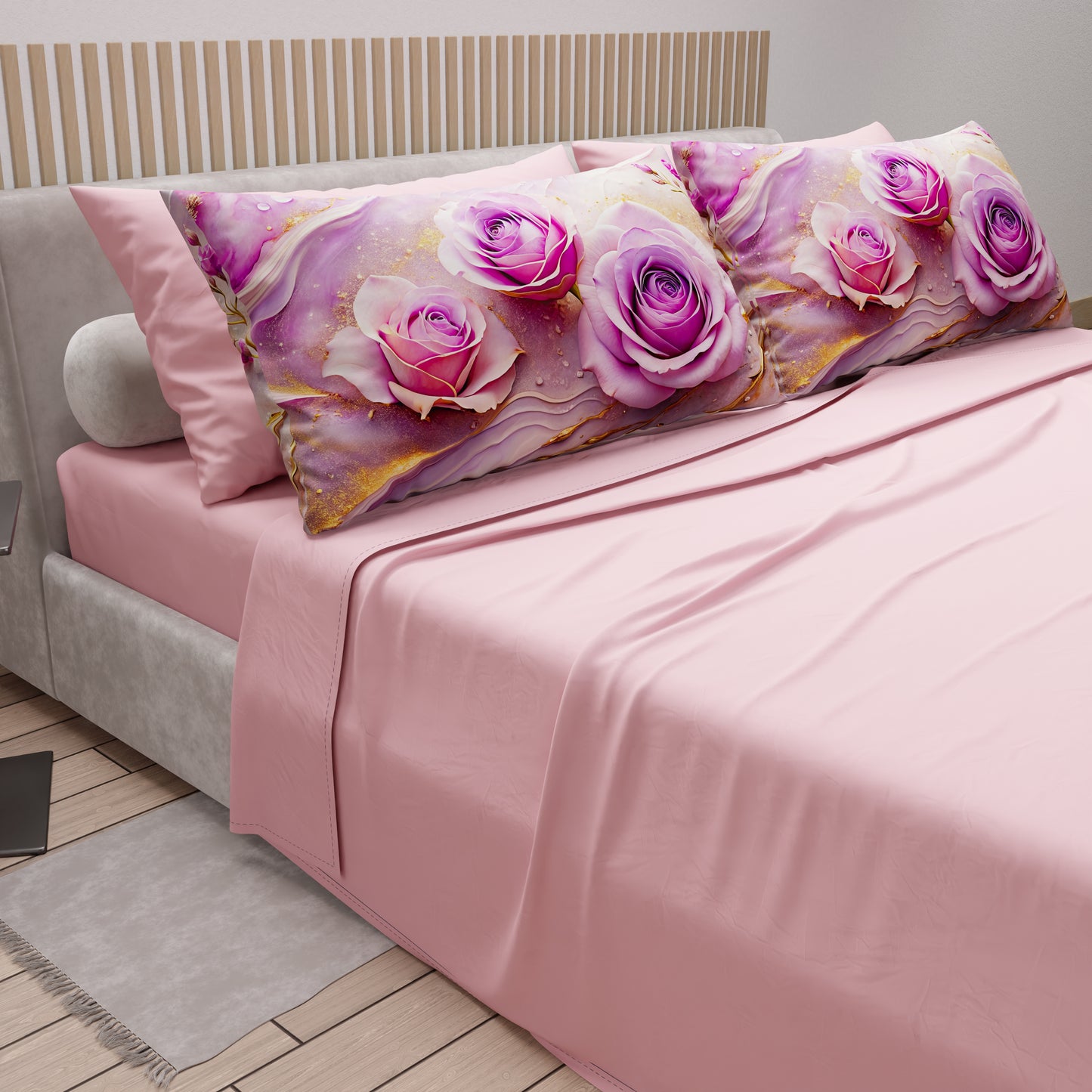 Lenzuola in Cotone, Completo Letto con Federe in Stampa Digitale Floreale 06-8