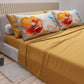 Draps en Coton, Parure de Lit avec Taies d'Oreiller en Impression Numérique Florale 06-9