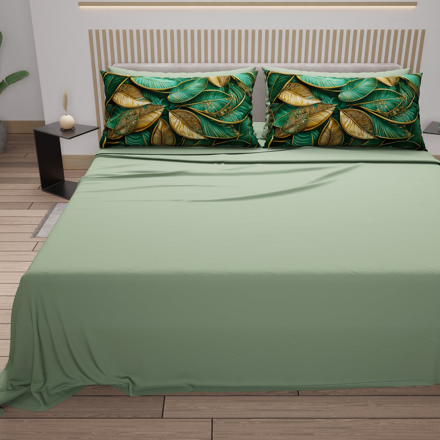 Draps en coton, parure de lit avec taies d'oreiller en impression numérique Tropical 06-1