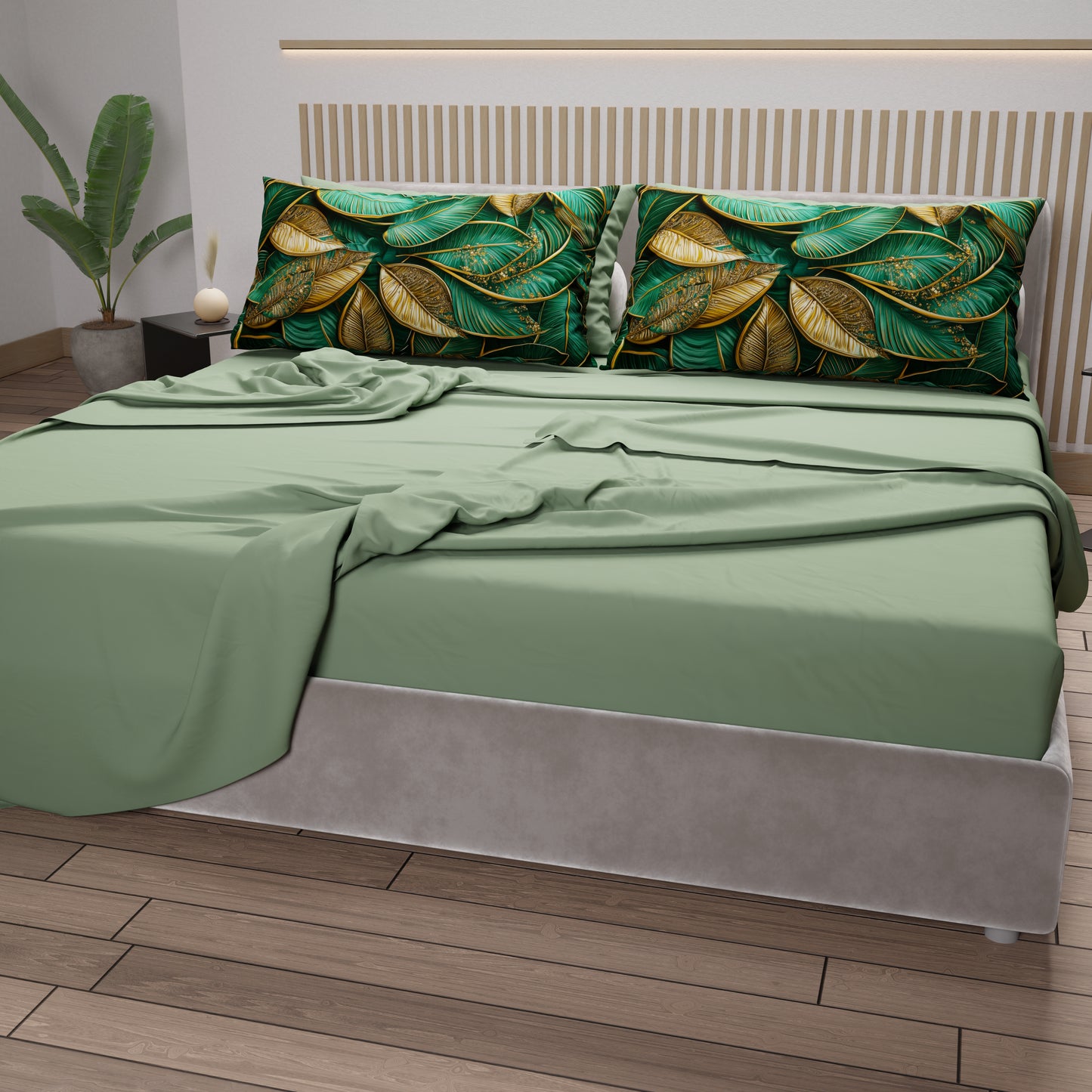Draps en coton, parure de lit avec taies d'oreiller en impression numérique Tropical 06-1