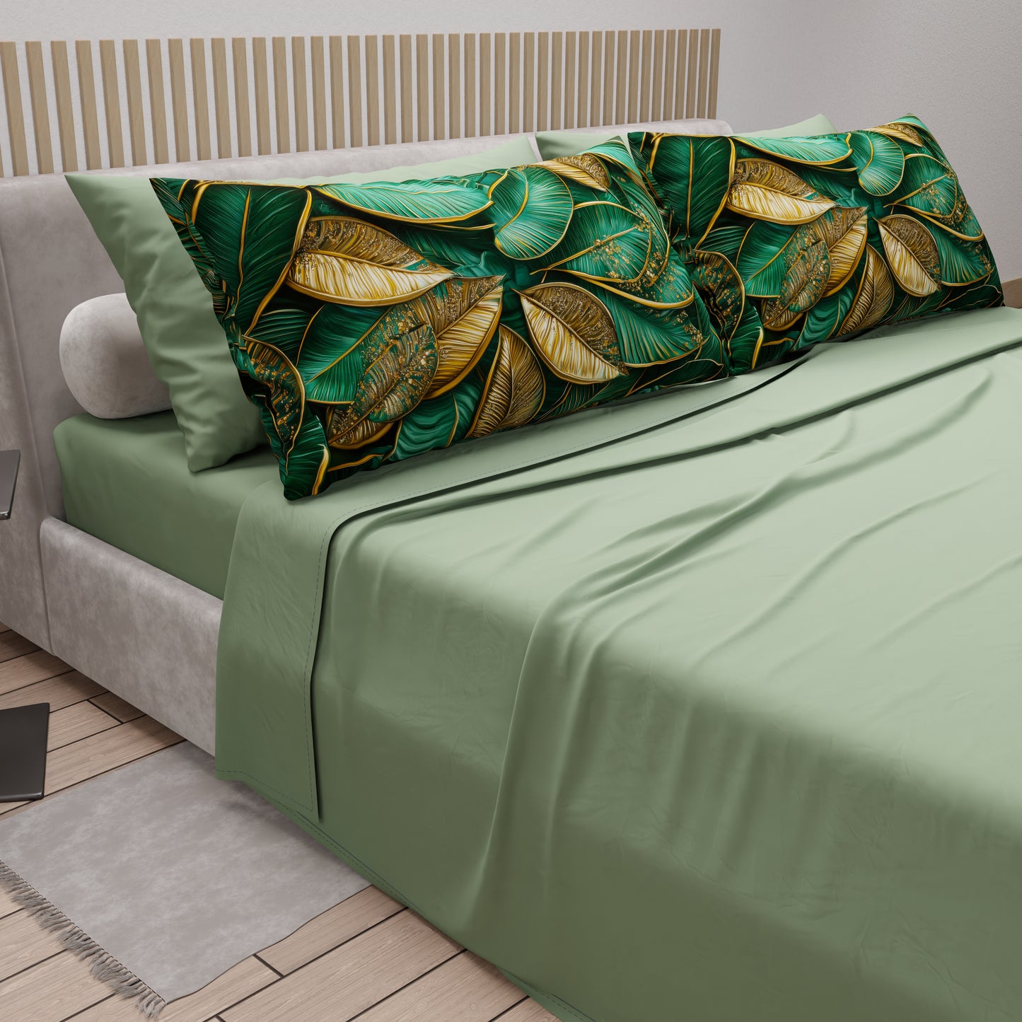 Draps en coton, parure de lit avec taies d'oreiller en impression numérique Tropical 06-1