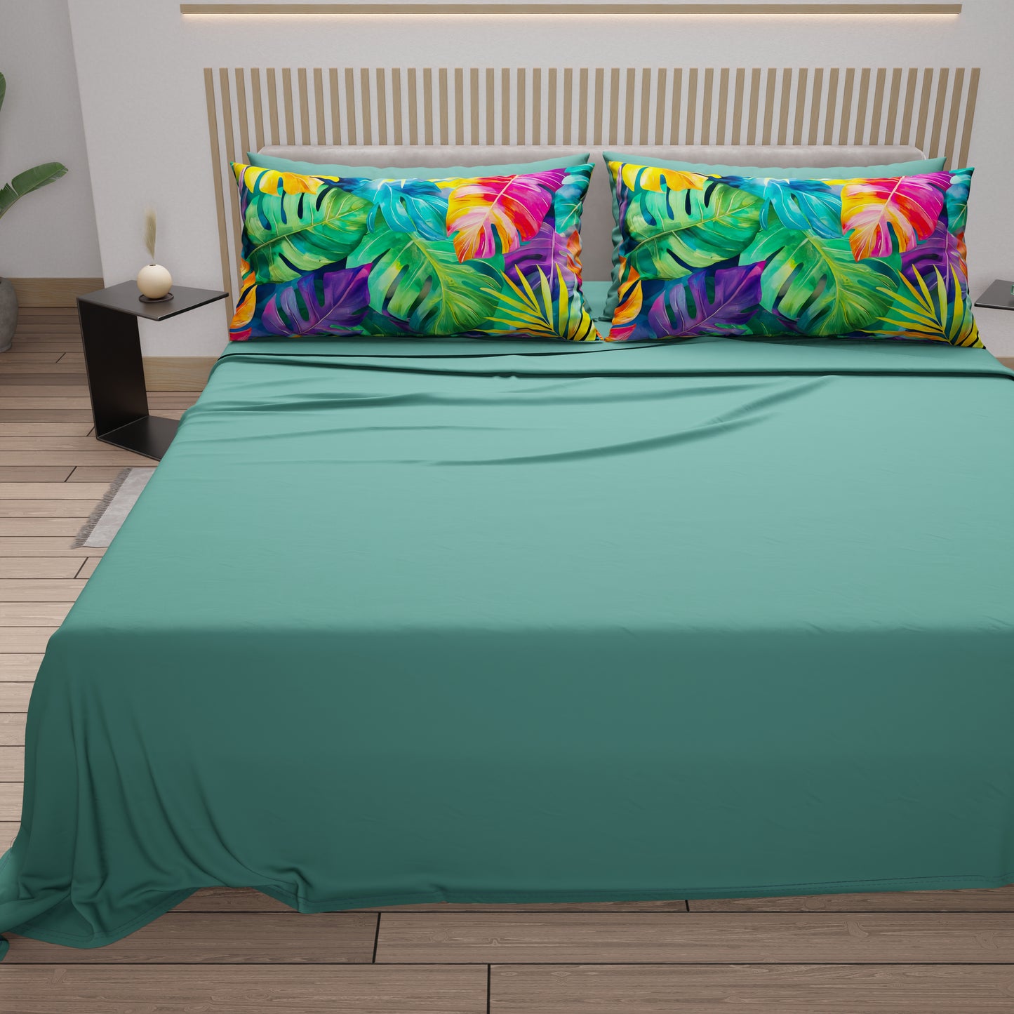 Lenzuola in Cotone, Completo Letto con Federe in Stampa Digitale Tropical 06-2