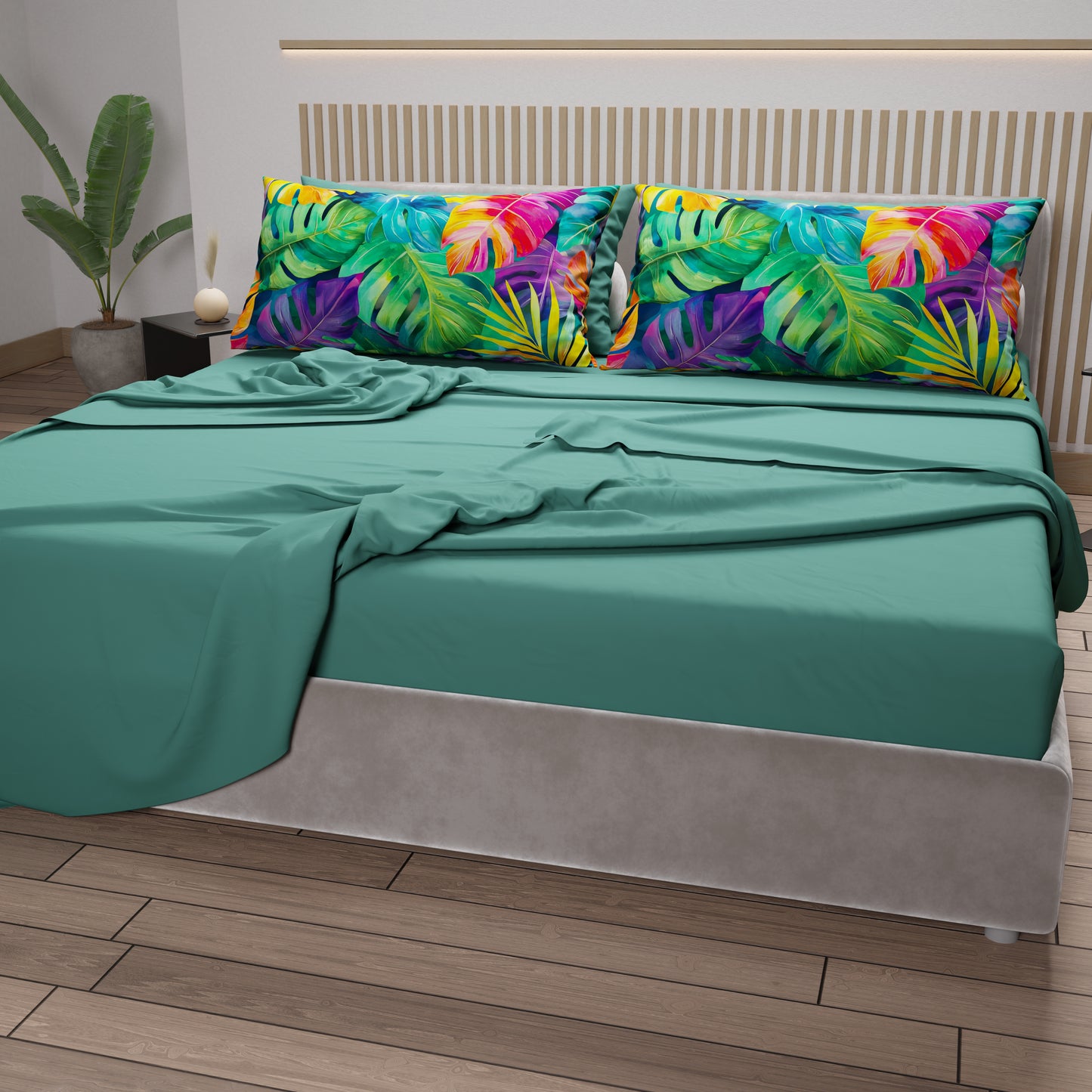 Lenzuola in Cotone, Completo Letto con Federe in Stampa Digitale Tropical 06-2