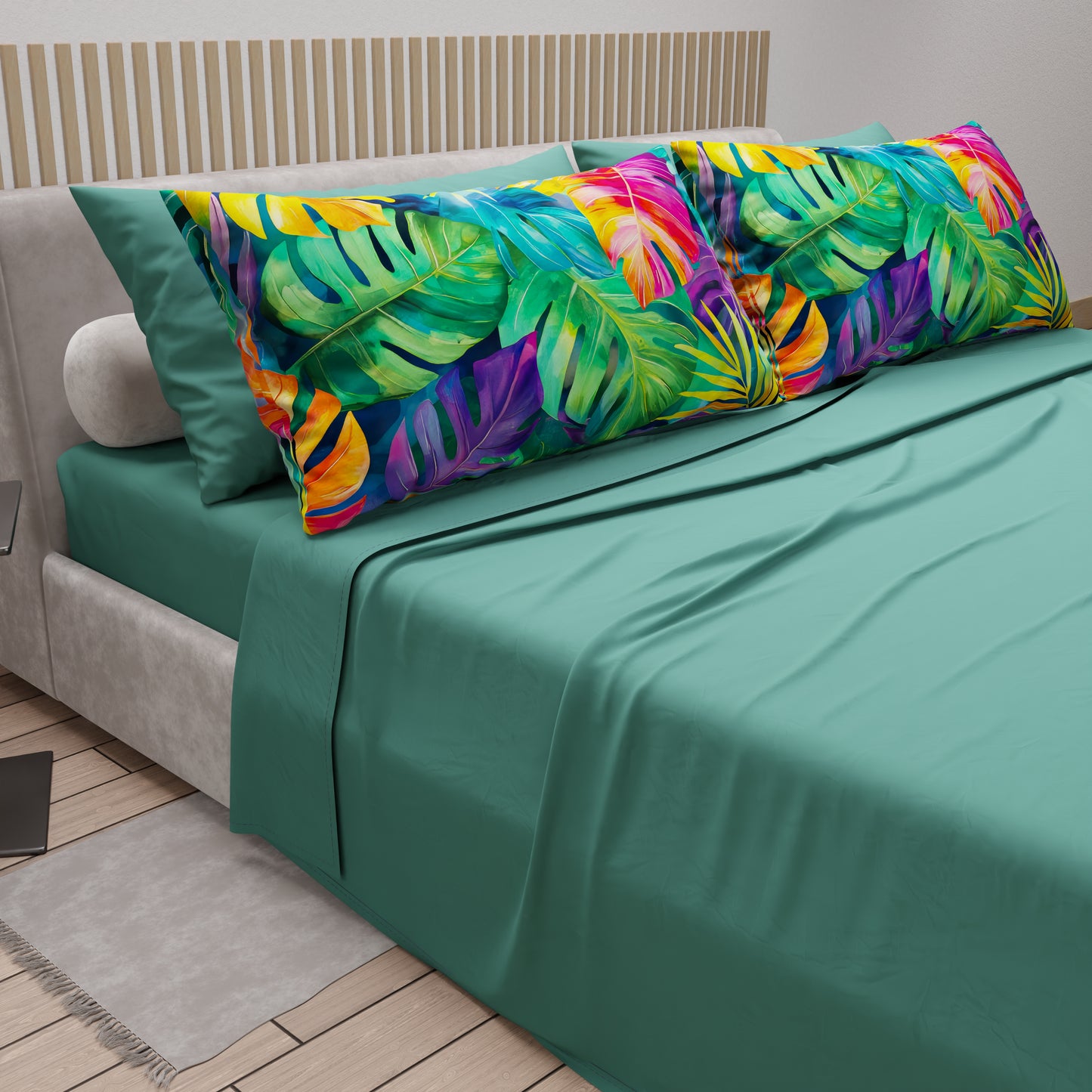 Lenzuola in Cotone, Completo Letto con Federe in Stampa Digitale Tropical 06-2