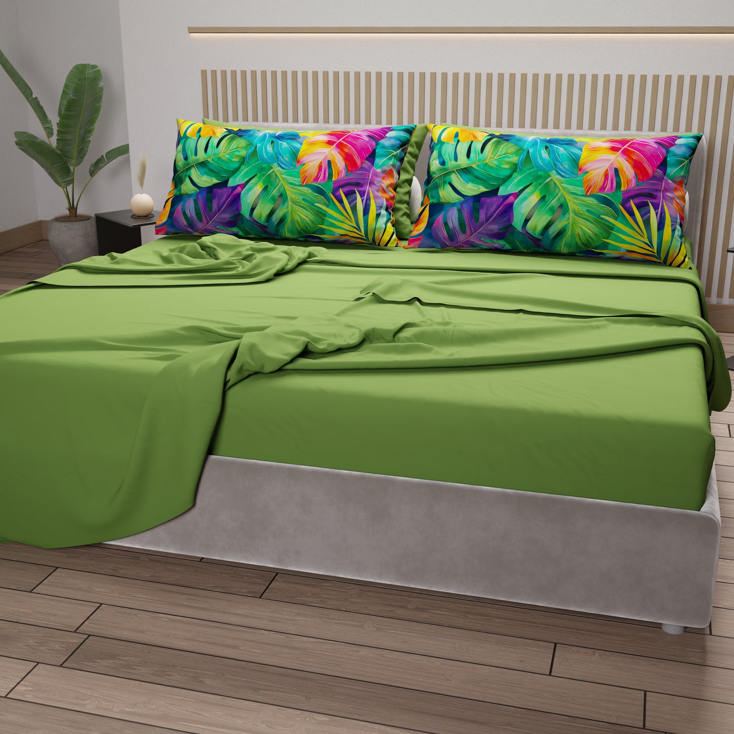 Lenzuola in Cotone, Completo Letto con Federe in Stampa Digitale Tropical 06-2
