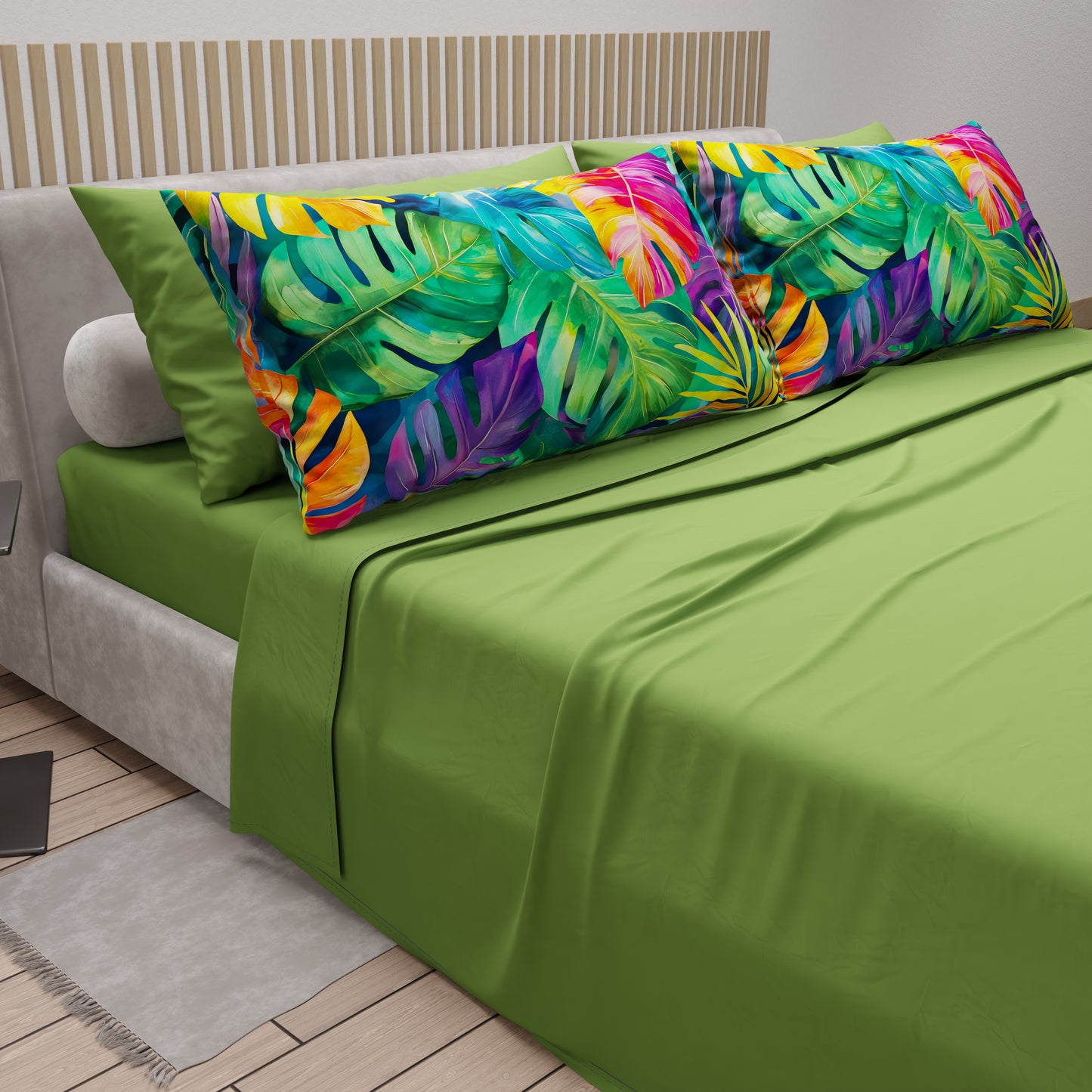 Lenzuola in Cotone, Completo Letto con Federe in Stampa Digitale Tropical 06-2