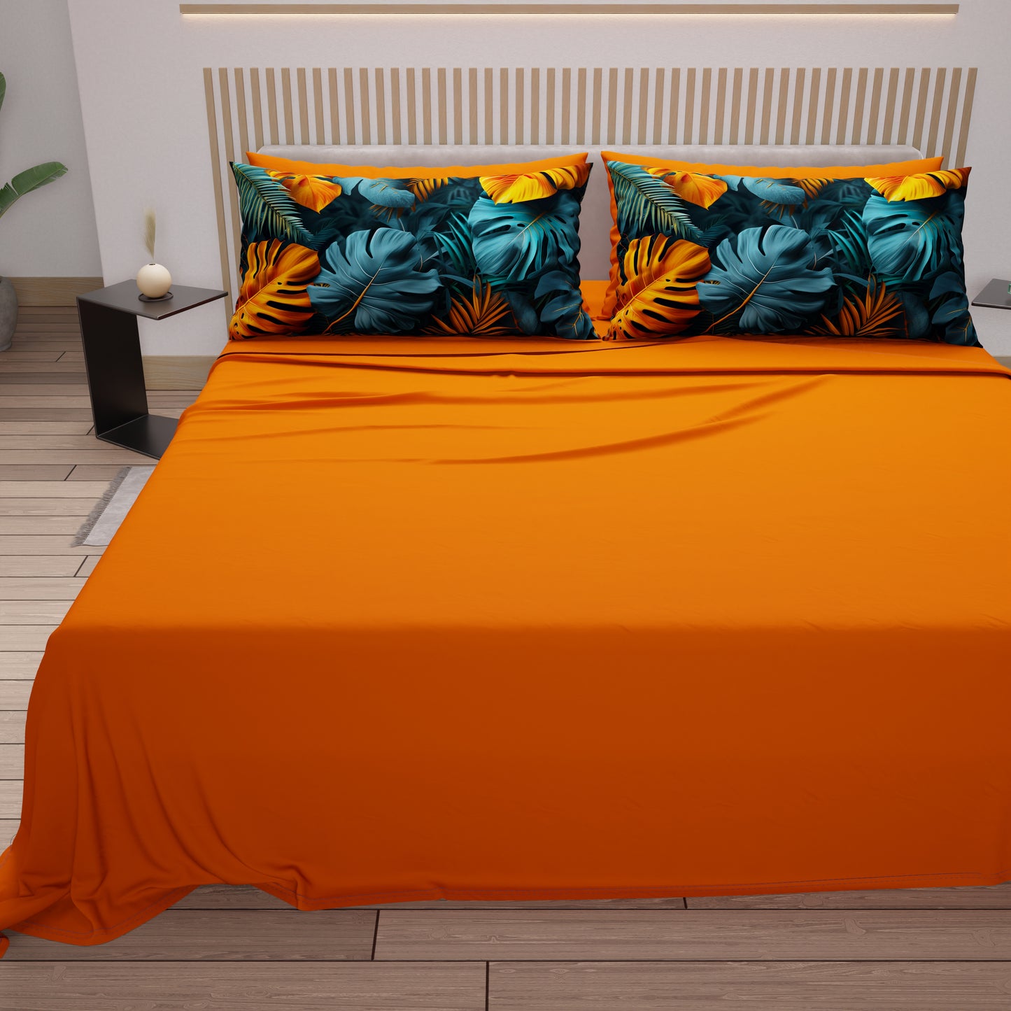 Draps en coton, parure de lit avec taies d'oreiller en impression numérique Tropical 06-3