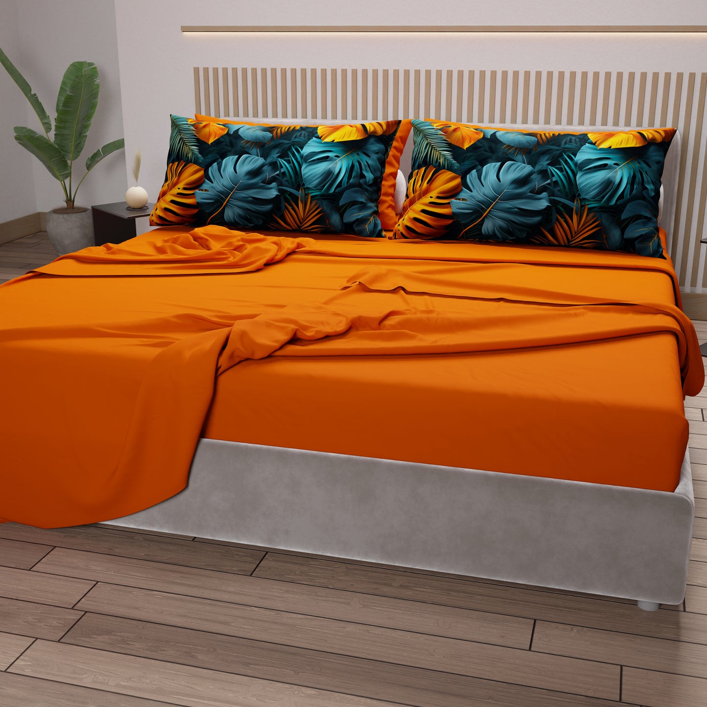 Draps en coton, parure de lit avec taies d'oreiller en impression numérique Tropical 06-3