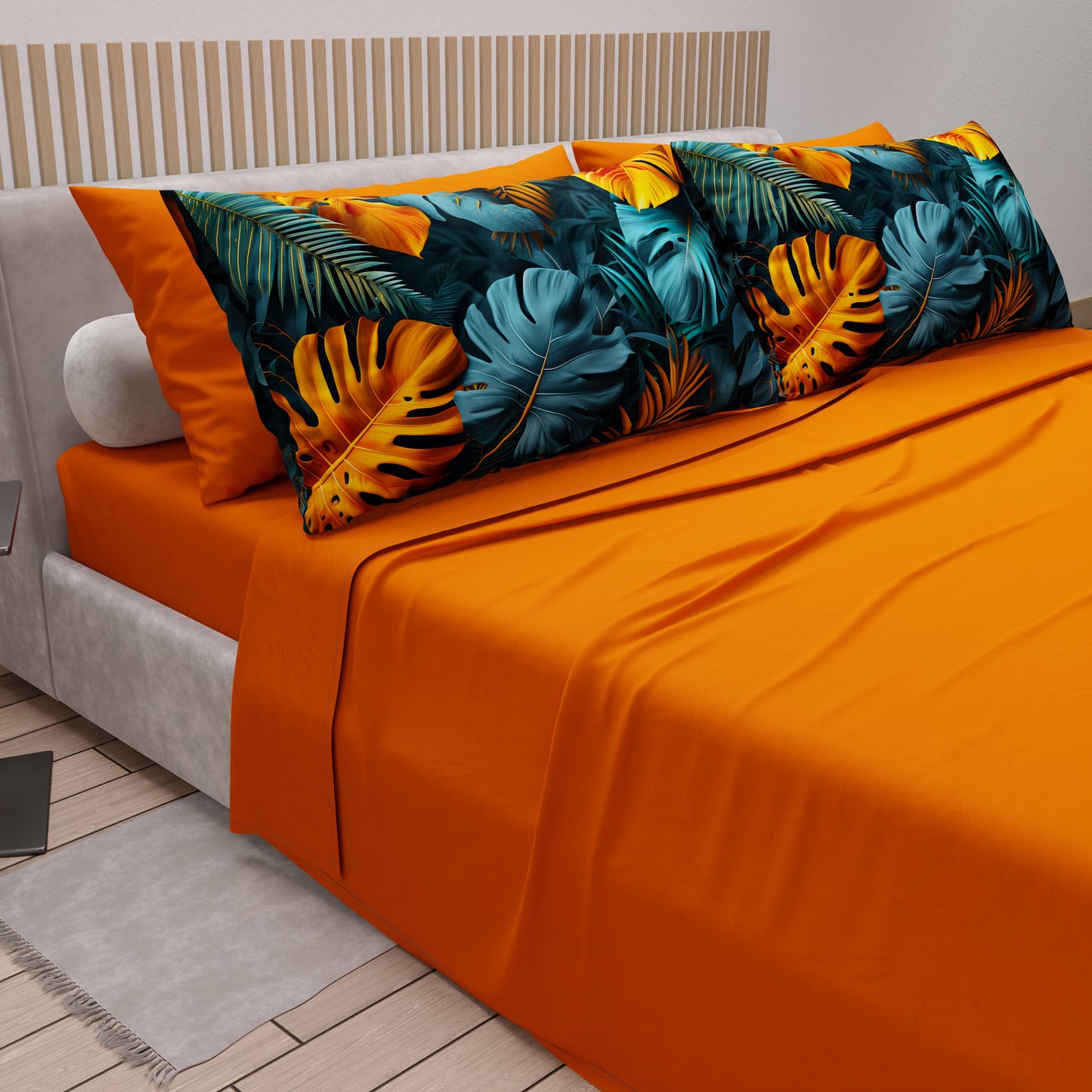 Draps en coton, parure de lit avec taies d'oreiller en impression numérique Tropical 06-3