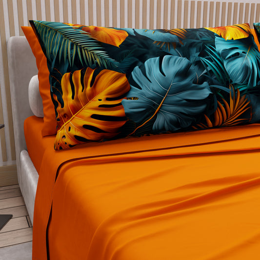 Lenzuola in Cotone, Completo Letto con Federe in Stampa Digitale Tropical 06-3