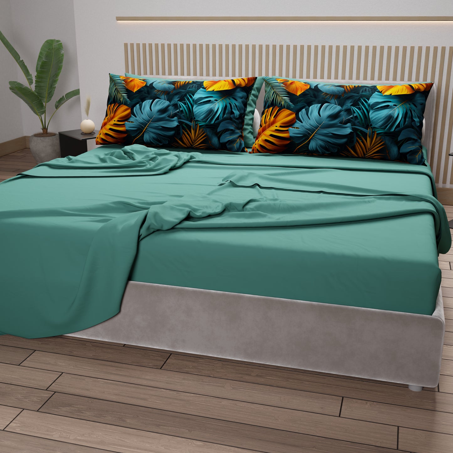 Lenzuola in Cotone, Completo Letto con Federe in Stampa Digitale Tropical 06-3