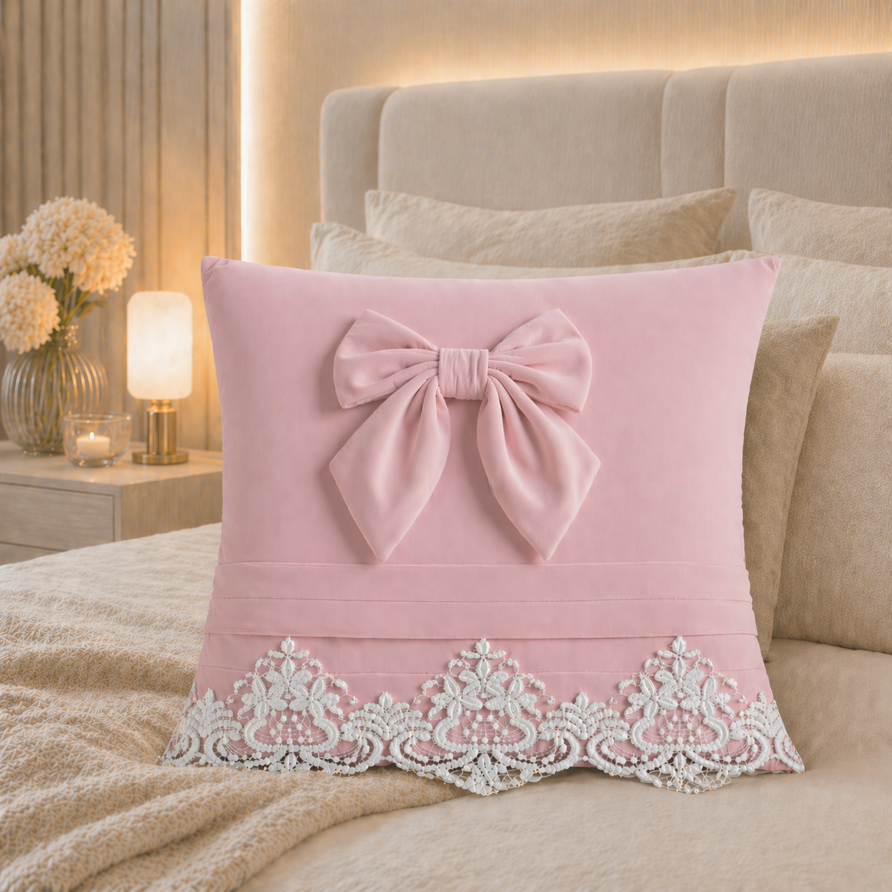 Cuscini Arredo in Velluto 1pz, Cuscini divano Bijou Rosa
