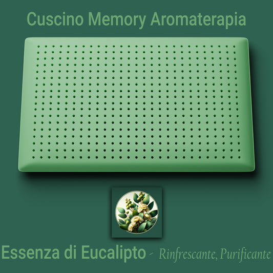 Cuscino Memory Aromaterapia, Cuscino per la Cervicale, Cuscino Profumo Eucalipto