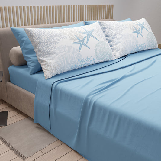 Draps en coton, parure de lit avec taies d'oreiller à impression numérique marine 101