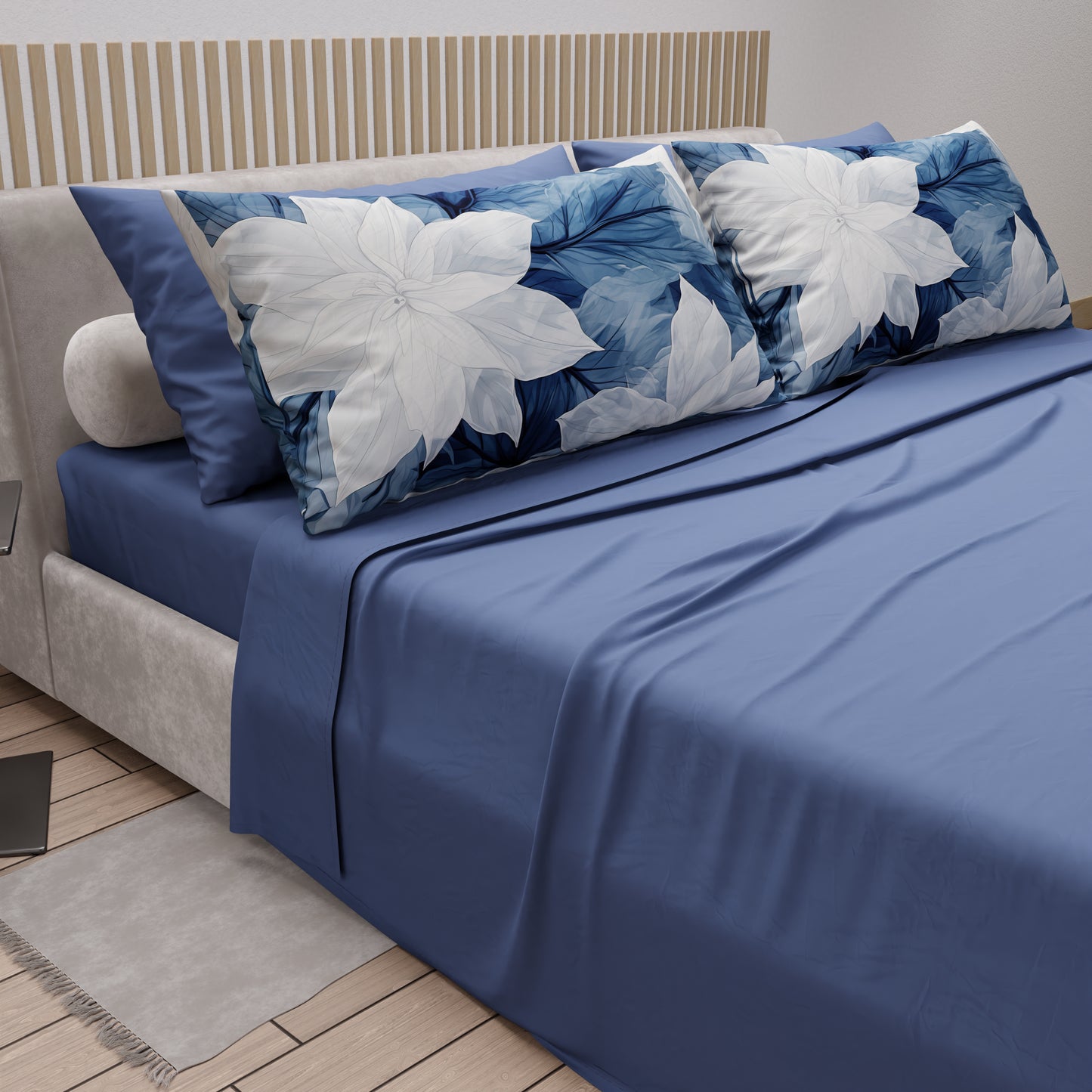 Lenzuola in Cotone, Completo Letto con Federe in Stampa Digitale Floreale 108