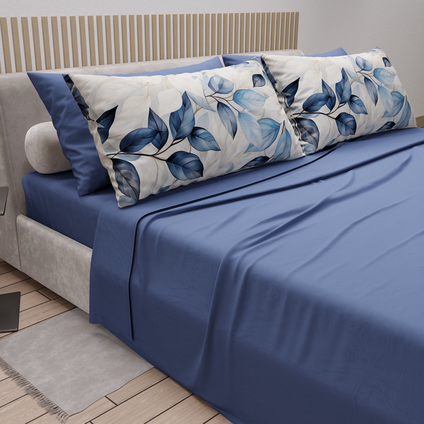 Draps en coton, parure de lit avec taies d'oreiller à impression numérique florale 109