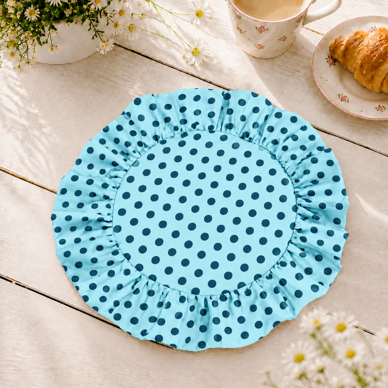 Tovagliette Americane Rotonde con Rouches Pois 08