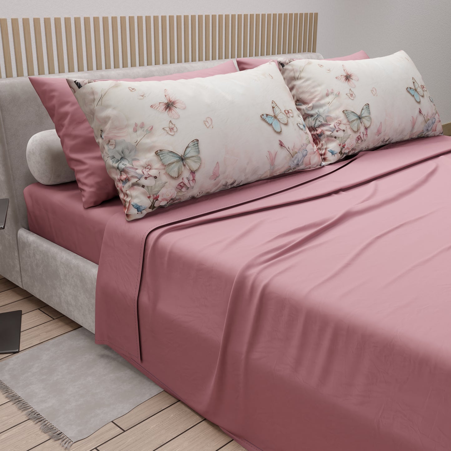 Lenzuola in Cotone, Completo Letto con Federe in Stampa Digitale Floreale F10