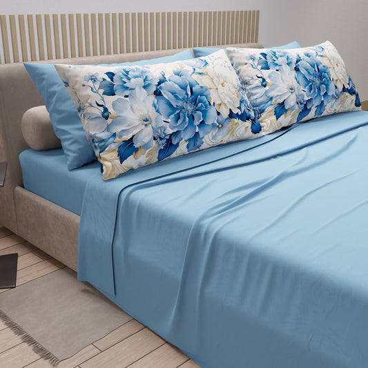 Draps en coton, parure de lit avec taies d'oreiller à impression numérique florale 107