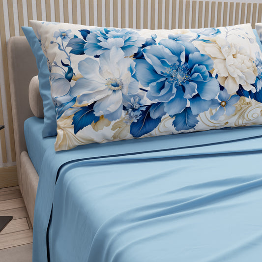 Draps en coton, parure de lit avec taies d'oreiller à impression numérique florale 107