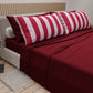 Lenzuola in Cotone, Completo Letto con Federe in Stampa Digitale Righe Rosa/Bordeaux