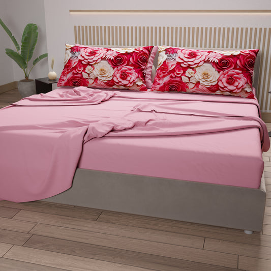 Draps en Coton, Parure de Lit avec Taies d'Oreiller en Impression Numérique Origami