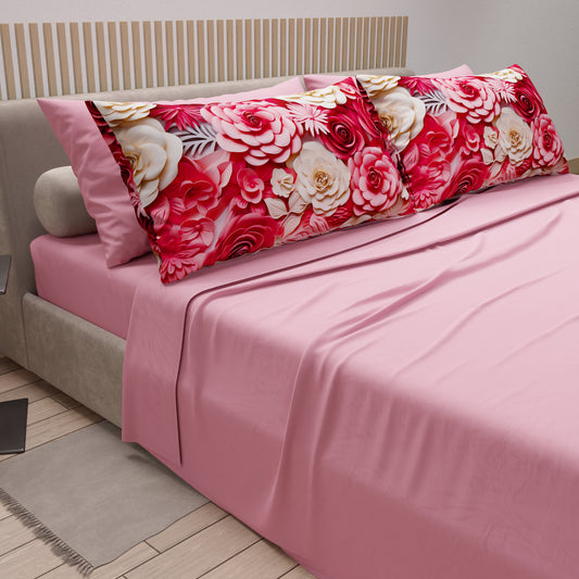 Draps en Coton, Parure de Lit avec Taies d'Oreiller en Impression Numérique Origami