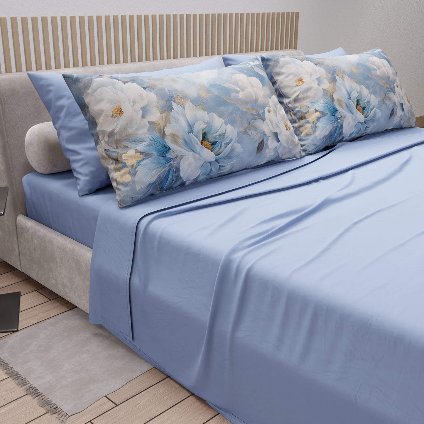 Lenzuola in Cotone, Completo Letto con Federe in Stampa Digitale Floreale F13