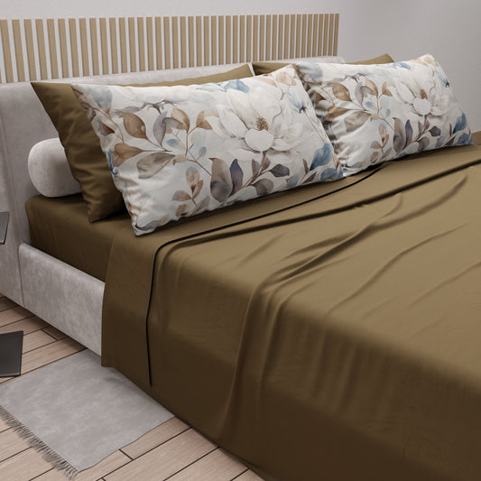 Draps en Coton, Parure de Lit avec Taies d'Oreiller en Impression Digitale Florale F16