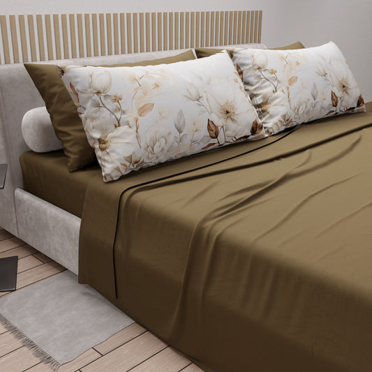 Lenzuola in Cotone, Completo Letto con Federe in Stampa Digitale Floreale F18