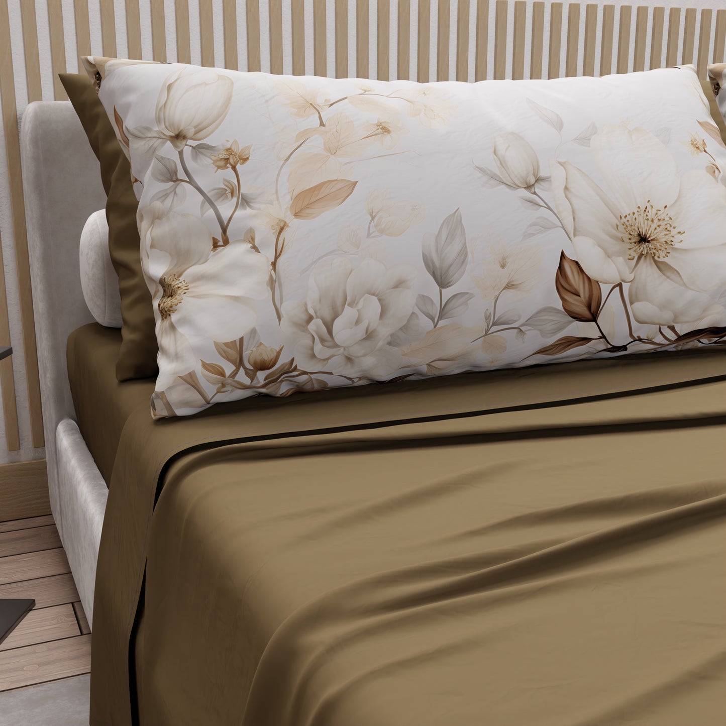 Lenzuola in Cotone, Completo Letto con Federe in Stampa Digitale Floreale F18