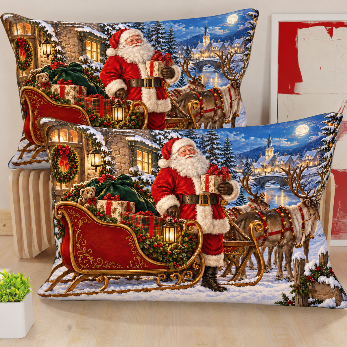 Federe, Federe Cuscini in Stampa Digitale, Santa Claus