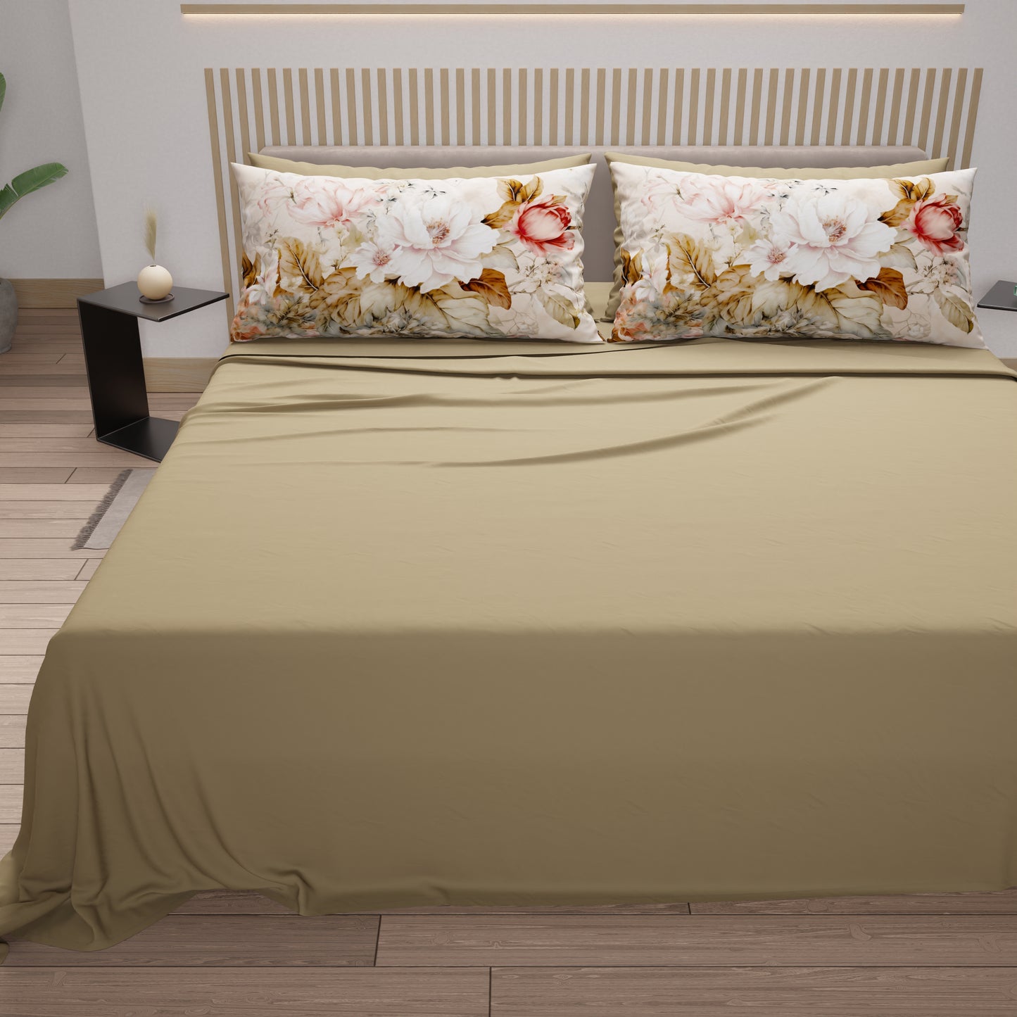 Lenzuola in Cotone, Completo Letto con Federe in Stampa Digitale Vintage Flower