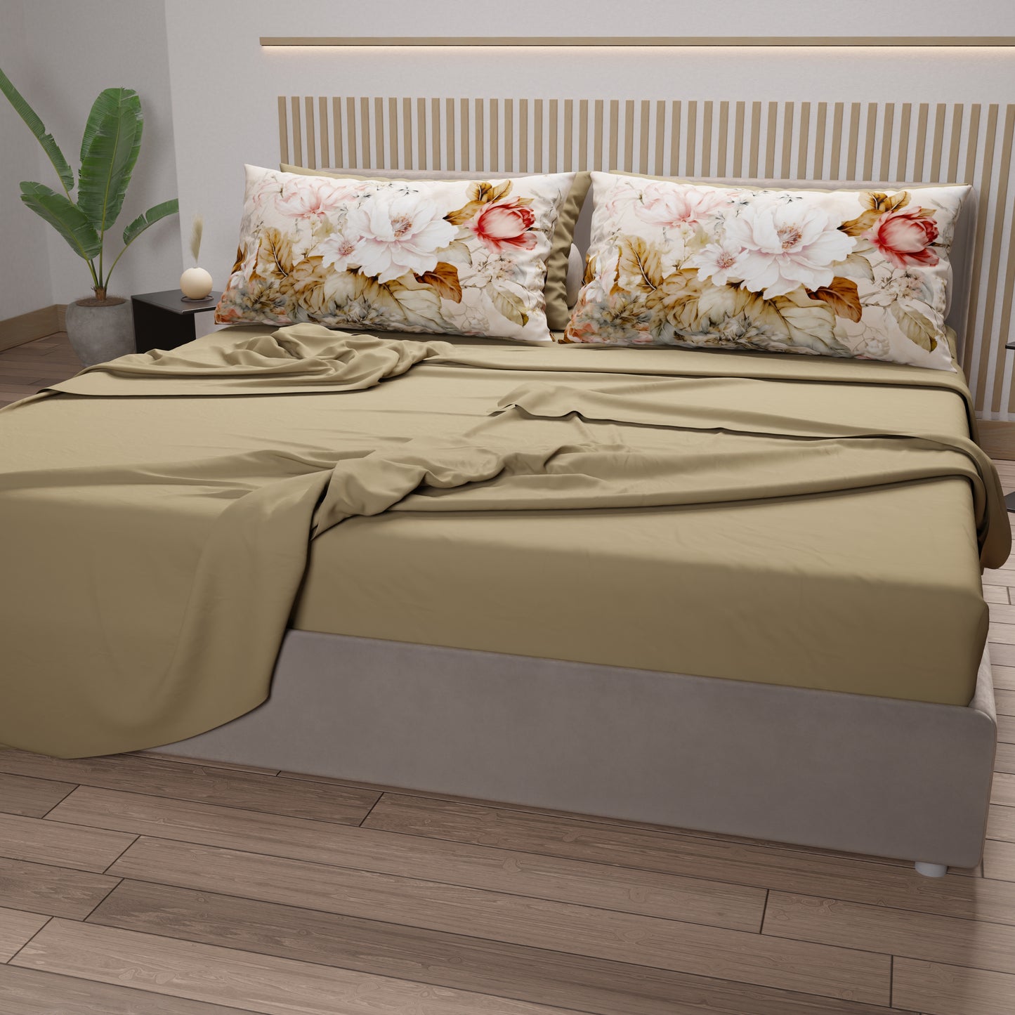 Lenzuola in Cotone, Completo Letto con Federe in Stampa Digitale Vintage Flower