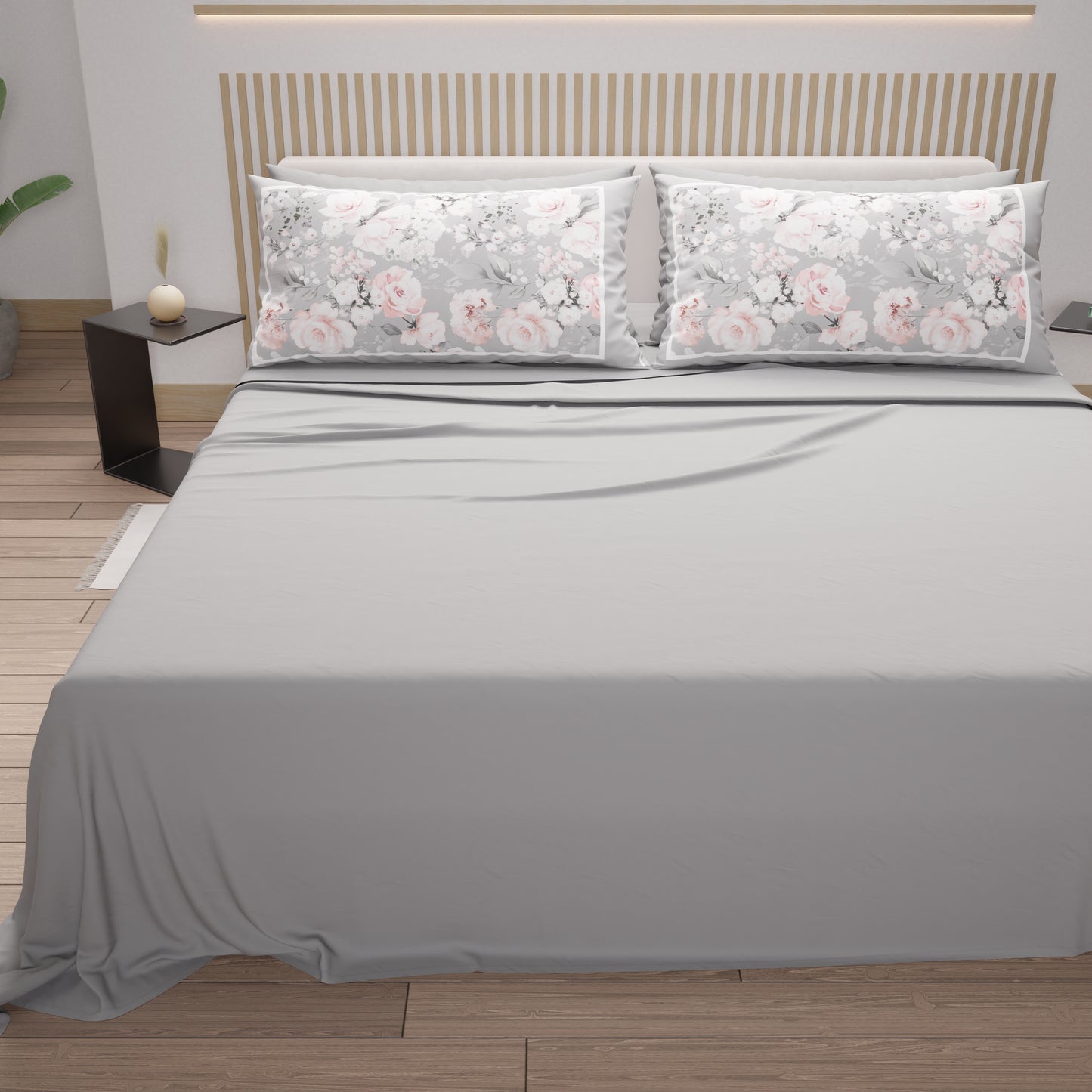 Lenzuola in Cotone, Completo Letto con Federe in Stampa Digitale Floreale 17-02
