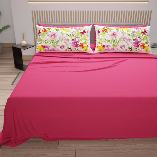 Draps en Coton, Parure de Lit avec Taies d'Oreiller en Impression Numérique Papillons
