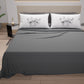 Draps en Coton, Parure de Lit avec Taies d'Oreiller en Impression Numérique Noeud Gris