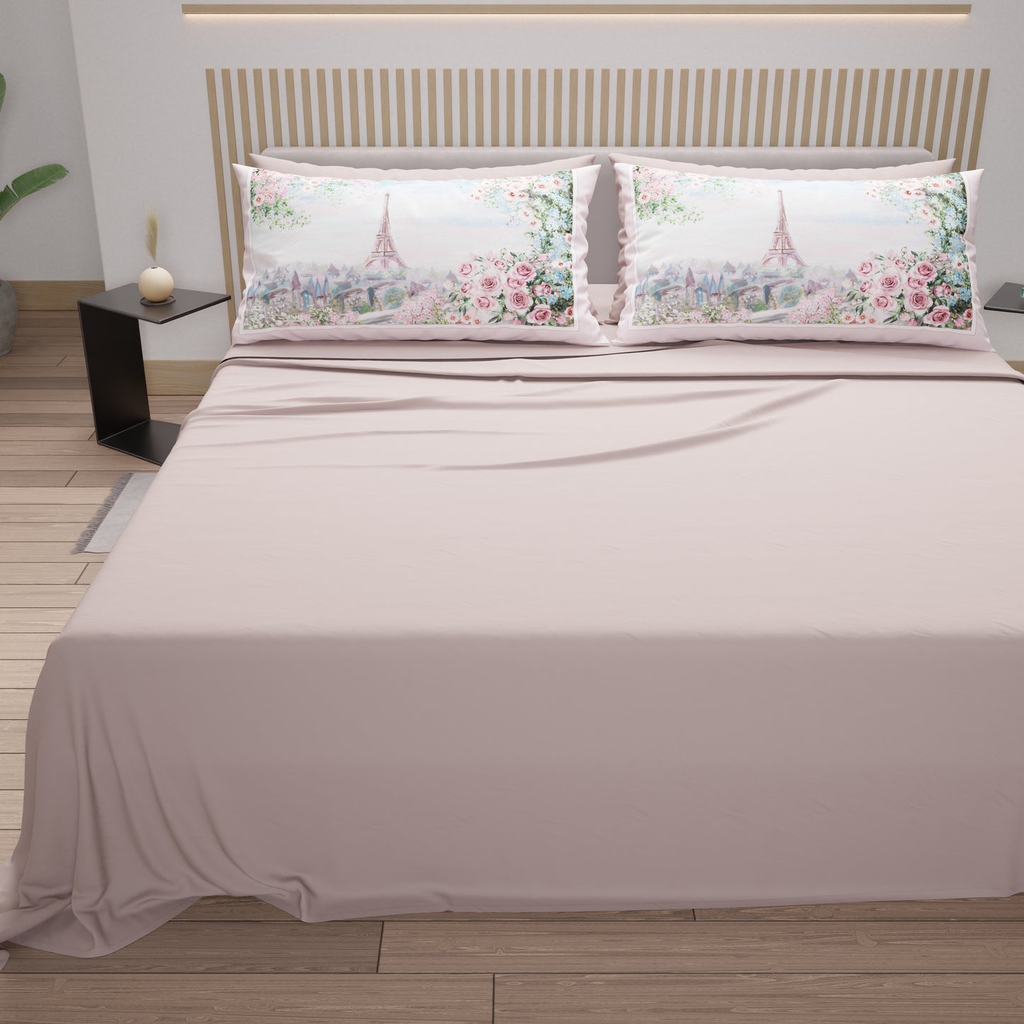 Draps en Coton, Parure de Lit avec Taies d'Oreiller en Impression Numérique Ville 01