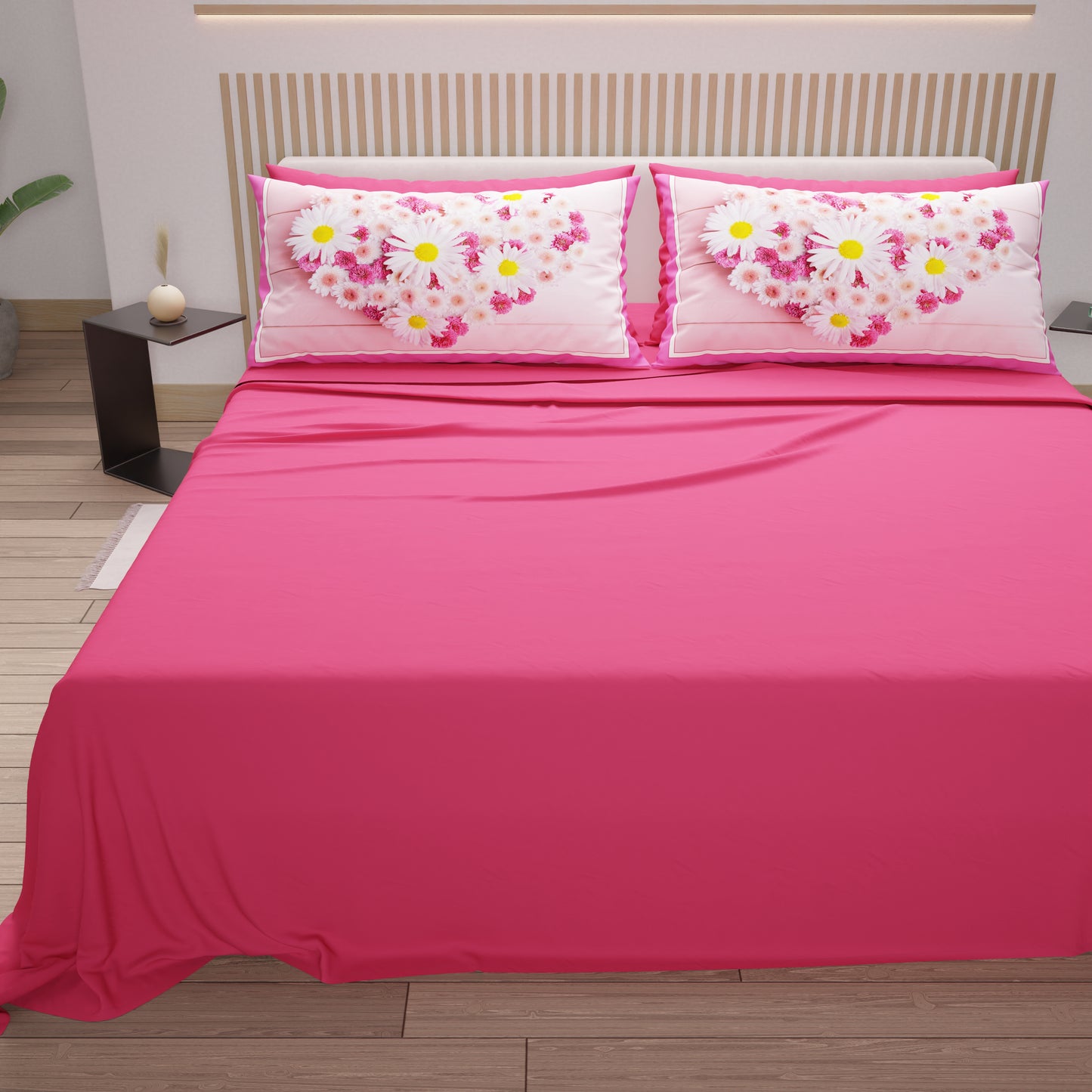Lenzuola in Cotone, Completo Letto con Federe in Stampa Digitale Floreale 11